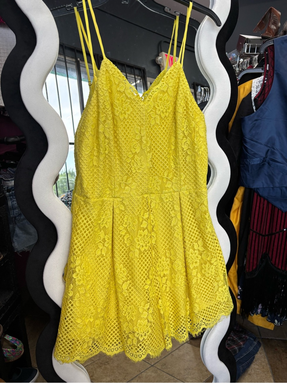 GB girls Yellow Lace Fit-and-Flare Romper